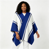 Châle pull jacquard tricoté grande taille à rayures multicolores pour femme, ODM/OEM