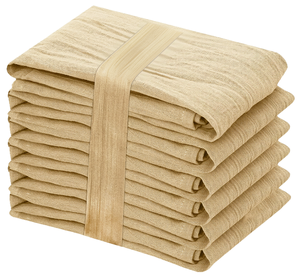 Serviettes de cuisine en coton uni, rectangulaires, tissées, écologiques, lavables en machine, lot de 6, beige - Product Image 1