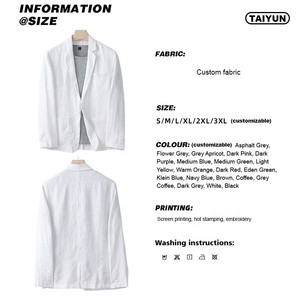 Hot New Men's <span class=keywords><strong>Casual</strong></span> Respirant Lin <span class=keywords><strong>Blazer</strong></span> Veste Lâche Bouton Unique Polaire Costume avec Fermeture À Glissière Plus La Taille pour L'été - Product Image 6