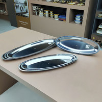 Assiette ovale en acier inoxydable à prix abordable, plateau de service pour poisson, œufs et aliments, style chinois