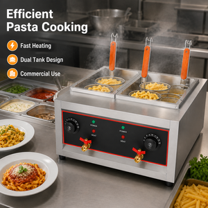 Cuiseur à pâtes électrique commercial 220V, bouilloire à nouilles de comptoir en acier inoxydable, équipement de cuisson de pâtes à 2/4/6 paniers, fournisseur - Product Image 4