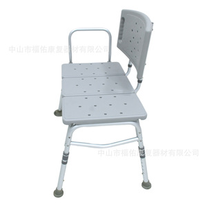 Banc de douche de réadaptation Fuyou avec dossier 51x31 cm, siège de bain pliable en aluminium gris pour personnes âgées et handicapées - Product Image 2