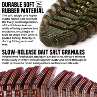 Leurre souple de pêche Ripple Leech à nervures, profil réaliste de sangsue avec nervures en arêtes de poisson, leurre flexible anti-herbe en forme de ver