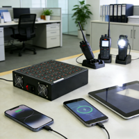 Station de charge de bureau USB-C 120 ports 1200W avec PD USB-C et QC3.0, station de charge intelligente avec support pour téléphone et tablette