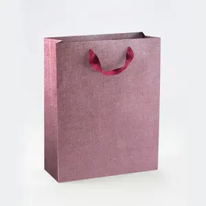 Hot Selling 100% Biodegradable Paper Bags In Dark Blue Support Customs Logo Purple Paper Bag With Handle For Shopping