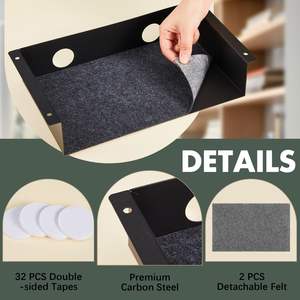 Étagère de rangement sous le bureau Plateau en <span class=keywords><strong>acier</strong></span> au carbone <span class=keywords><strong>avec</strong></span> feuilles de <span class=keywords><strong>feutre</strong></span> muettes Organisateur de montage pour bureau Poste de travail Gaming Stand Up Desk - Product Image 6