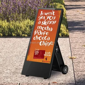 43 "Outdoor Digital Werbung Bildschirme Batterie Angetrieben 4k Aluminium Digital Signage Touchscreen Totem Bewegliche Kiosk Display