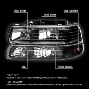 Phares halogènes, paire pour <span class=keywords><strong>Chevrolet</strong></span> <span class=keywords><strong>Silverado</strong></span> Suburban 1999-2006, côté conducteur + passager, GM2502187 - Product Image 2