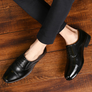 รองเท้าหนังสีดำแบบทางการสำหรับผู้ชาย สไตล์อ็อกซ์ฟอร์ด ผูกเชือก เหมาะสำหรับใส่ทำงาน พื้นรองเท้านุ่ม ระบายอากาศได้ดี สไตล์ฤดูใบไม้ผลิและฤดูใบไม้ร่วง - Product Image 2