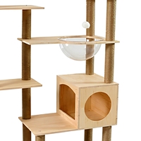 Arbre à chat de luxe écologique, grande tour griffoir d'intérieur multi-niveaux, maison d'escalade au design moderne en bois massif