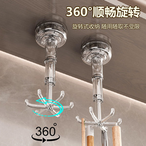 Bathroom Suction Cup <b>Hook</b> Rack Six Claw Rotating Transparent Gray Silver Easy Installation <b>Wall</b> Mounted Jewelry Hair Tie Storage - Product Image 4