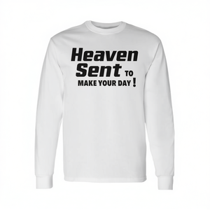 Camiseta de manga larga con cita de positividad saludable y vibra de felicidad: Heaven Sent To Make Your Day - Product Image 2