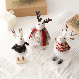 Vecchio pupazzo di neve e alci decorazioni natalizie ornamenti in feltro di lana bambole regalo di natale rifinite decorazioni natalizie - Product Image 4
