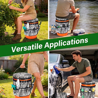 Kit d'organisation d'outils Mydays Outdoor pour seau de 5 gallons, avec couvercle rembourré et sac de rangement enveloppant, compatible avec les seaux standard, avec plusieurs poches