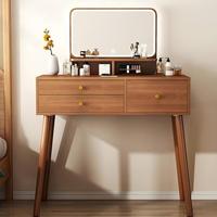 Petit bureau de coiffeuse compact avec éclairage LED intelligent réglable et pieds en bois massif – Table de maquillage gain de place pour chambre et dressing