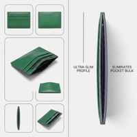 Porte-cartes minimaliste en cuir pleine fleur personnalisable, anti-RFID, avec plusieurs fentes et ouverture supérieure