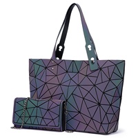 Tas Selempang LOVEVOOK Brand Reflection, Dompet, Set 3 Pcs, Tas Wanita Geometris Bercahaya, Tas Tangan Wanita Geometris