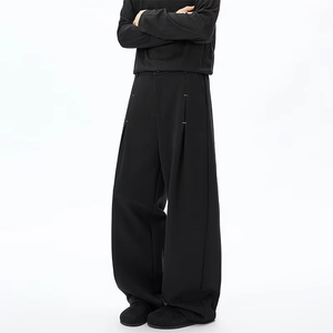 Pantalones Anchos de Hombre de Material Premium, Estilo Urbano, Holgados, de Cintura Alta, Negros, Casuales - Product Image 3