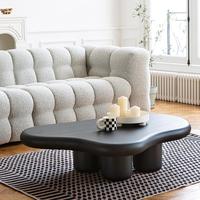 Table basse ATUNUS, style nordique minimaliste et luxueux, mini, unique, noire, élégante, petite unité, couleur crème, style nuage.