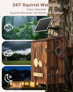 บ้านกระรอกกลางแจ้งพลังงานแสงอาทิตย์ กล้อง 2K ตรวจจับอัตโนมัติ ควบคุมผ่านแอพ WiFi กล่องรังกระรอกอัจฉริยะสำหรับการเฝ้าระวัง - Product Image 4