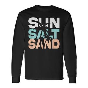 Camiseta Retro de Manga Larga con Diseño de Sol, Arena y Palmeras, Estilo Vacacional Colorido y Alegre, Camisetas Promocionales - Product Image 1