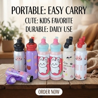 Bouteille d'eau isotherme créative en acier inoxydable pour enfants, légère, à boire directement, pour les voyages en extérieur