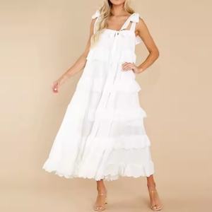 Robes d'été de haute qualité en gros pour femmes, personnalisées OEM, bretelles spaghetti, en mousseline, grandes tailles, robes de bal de luxe - Product Image 4