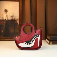 Sac à main de luxe créatif en forme de talon haut pour femme, sac à bandoulière et à main avec poignée supérieure et surpiqûres
