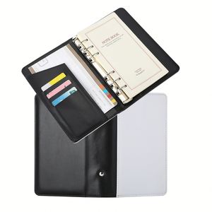 Nouveau design – Carnet de voyage A5/A6 à feuilles mobiles, couverture en cuir PU vierge pour sublimation avec porte-cartes - Product Image 1