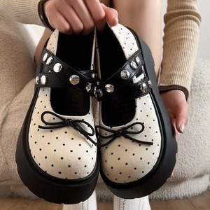2026 New Spring Women's Retro French Style Thick Sole <b>Platform</b> Shallow Mouth Pumps Bowknot Casual Leather Shoes for Dresses - Product Image 2