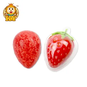 China wholesale 3D strawberry shape fruity flavor bubble gum chewing candy for kids