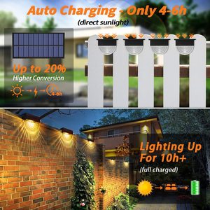Luces Solares para Cercas Exteriores, 10 Colores Cambiables, LED 5050, Lámpara Impermeable para Escaleras, Luz Solar para Terraza, Patio y Camino - Product Image 3