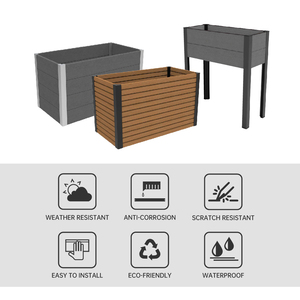 Bacs à plantes surélevés faciles à assembler, durables et modernes en <span class=keywords><strong>bois</strong></span> composite WPC pour légumes et fleurs en extérieur - Product Image 4