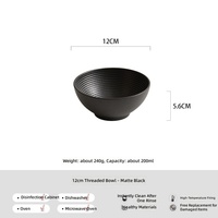 Bol à riz noir mat pur, en porcelaine épaissie, cuit à haute température, bol à dessert émaillé, compatible lave-vaisselle, écologique