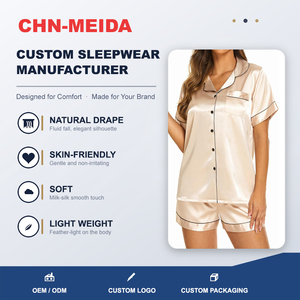 <span class=keywords><strong>Pigiama</strong></span> <span class=keywords><strong>Estivo</strong></span> Traspirante da Donna, Set Due Pezzi in Raso <span class=keywords><strong>con</strong></span> Maniche Corte e Pantaloncini, Morbido Abbigliamento da Notte <span class=keywords><strong>con</strong></span> <span class=keywords><strong>Bottoni</strong></span> - Product Image 1