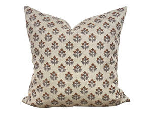 Modern Farmhouse Designer Block Print Rust Brown <b>Sage</b> Green and Natural Pillow <b>Cover</b> Boutique <b>Cushion</b> Brands <b>Covers</b> - Product Image 3
