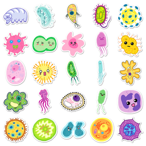 50pcs Factory Promotional Uv Die-cut <strong>Custom</strong> <strong>Printed</strong> Microorganism Stickers for Thermos Cups &amp; <strong>Notebooks</strong> - Product Image 4