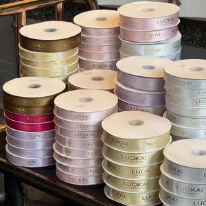 Wholesale Custom Gold <b>Ribbon</b> Polyester Logo Screen Print Roll 1 Roll Gold Silver Foil Hot Stamp for Gift Box Packaging <b>Wedding</b> - Product Image 4