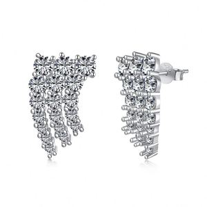 Dylam Stylish 925 Sterling <b>Silver</b> Rhodium 18K Gold Plating Multiple Layer Row 5A Cubic Zirconia <b>Stud</b> <b>Earrings</b> for Women Gifts - Product Image 1