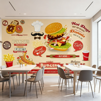 Papier Peint Mural Autocollant Moderne pour Chambre à Coucher : Affiche Murale de Restaurant Fast-Food, Hôtelier, Pizzeria