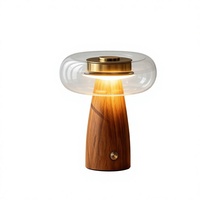 Lampe de table en verre décorative créative en bois massif de style vintage, lumière chaude tricolore, interrupteur à bouton, luxe léger pour le salon