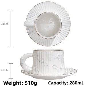 Luxurious High-End <b>Ceramic</b> Tableware <b>Set</b> Modern Marble Pattern Gold-Embossed Plate and Bowl for Gift Giving - Product Image 6