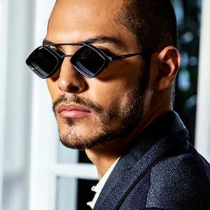 Gafas de Sol Steampunk Retro para Hombre con Logotipo Personalizado, Marco Metálico Hueco, Lentes de Espejo Degradadas, Protección UV400, Gafas de Sol Punk para Hombre y Mujer - Product Image 4