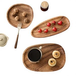 熱販売中 無垢材トレイ アカシア材 高級茶托 フルーツ・スナック・ナッツ・デザートプレート テーブルトップ収納食器 - Product Image 1