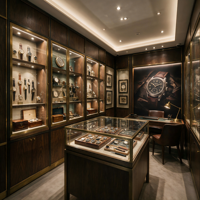Vitrine à montres en verre antique, vitrine verticale pour montres, pour magasin de détail