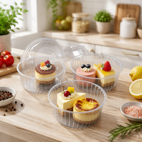 Contenant à dessert jetable en PET transparent cannelé, modèle Z728 Guangdong, avec couvercle dôme, pour cheesecake basque, salade, hamburger (personnalisable)