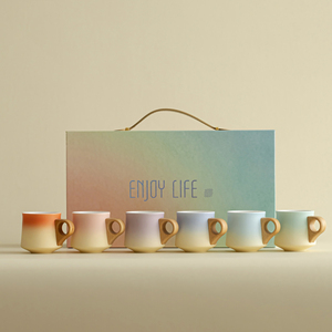 New Product Wood Handle Ceramic Espresso <b>Cup</b> <b>Set</b> Gradient Color Porcelain <b>Cup</b> <b>Sets</b> for Coffee and <b>Tea</b> - Product Image 4