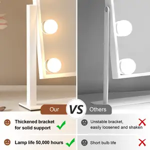 مرآة زينة للمكياج مزودة بأضواء تكبير بإضاءة تعمل باللمس ثلاث مرات مزودة بطاقة مزدوجة مرآة مكياج محمولة مزودة بإضاءة ليد