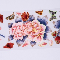 Custom Design Pink Red Flower und Butterfly Collection Glänzendes PET-Band für DIY-Tagebuch dekorationen