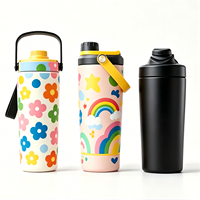 Bouteille d'eau isotherme personnalisée 20oz en acier inoxydable de qualité alimentaire avec poignée, idéale pour la gym et l'extérieur, avec impression de design sur le shaker.